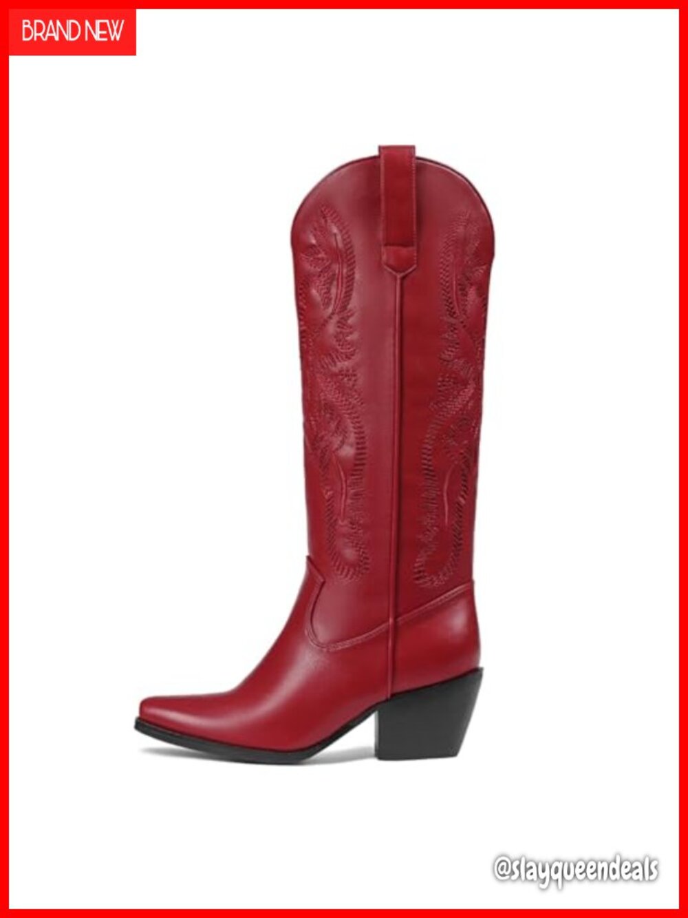 Women's Knee High Western Cowboy Boots Chunky Block Heel Pointed Toe
